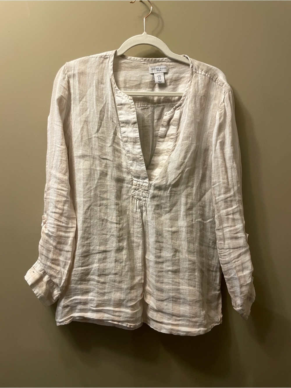 Antibes Blanc Soft Cream 100% V-Neck Tunic